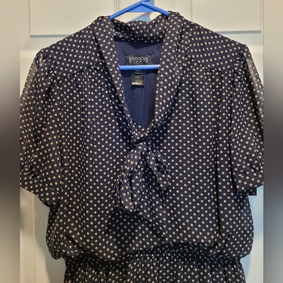 Enfocus Studio dark blue polka dot dress US 10 - Picture 2 of 8